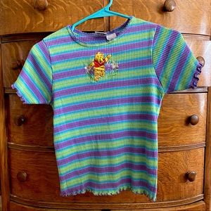90’s vintage Pooh Embroidered Ribbed Shirt